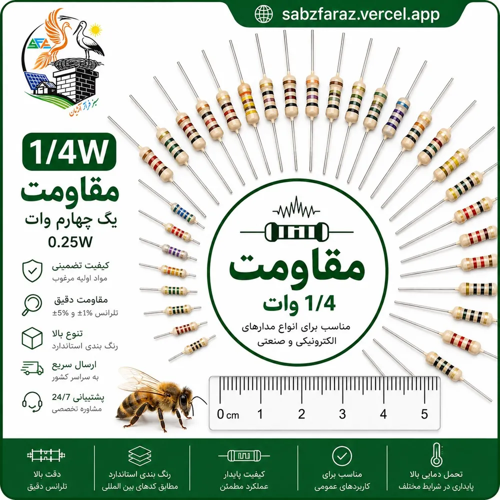مقاومت 10 مگا اهم 1/4 وات