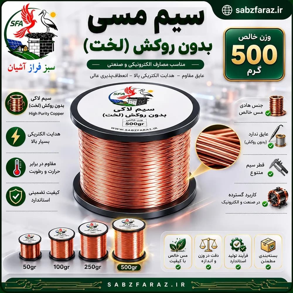 سیم مسی 0.80 (بدون لاک) قرقره 500 گرمی